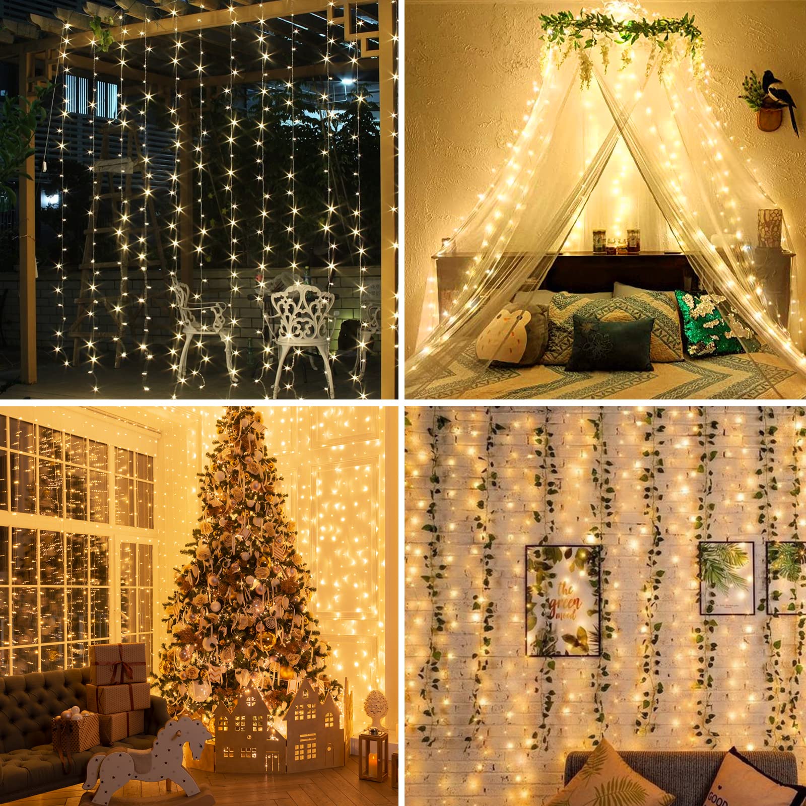 Amazon.co.jp: LED カーテンライト イルミネーションライト 暖色